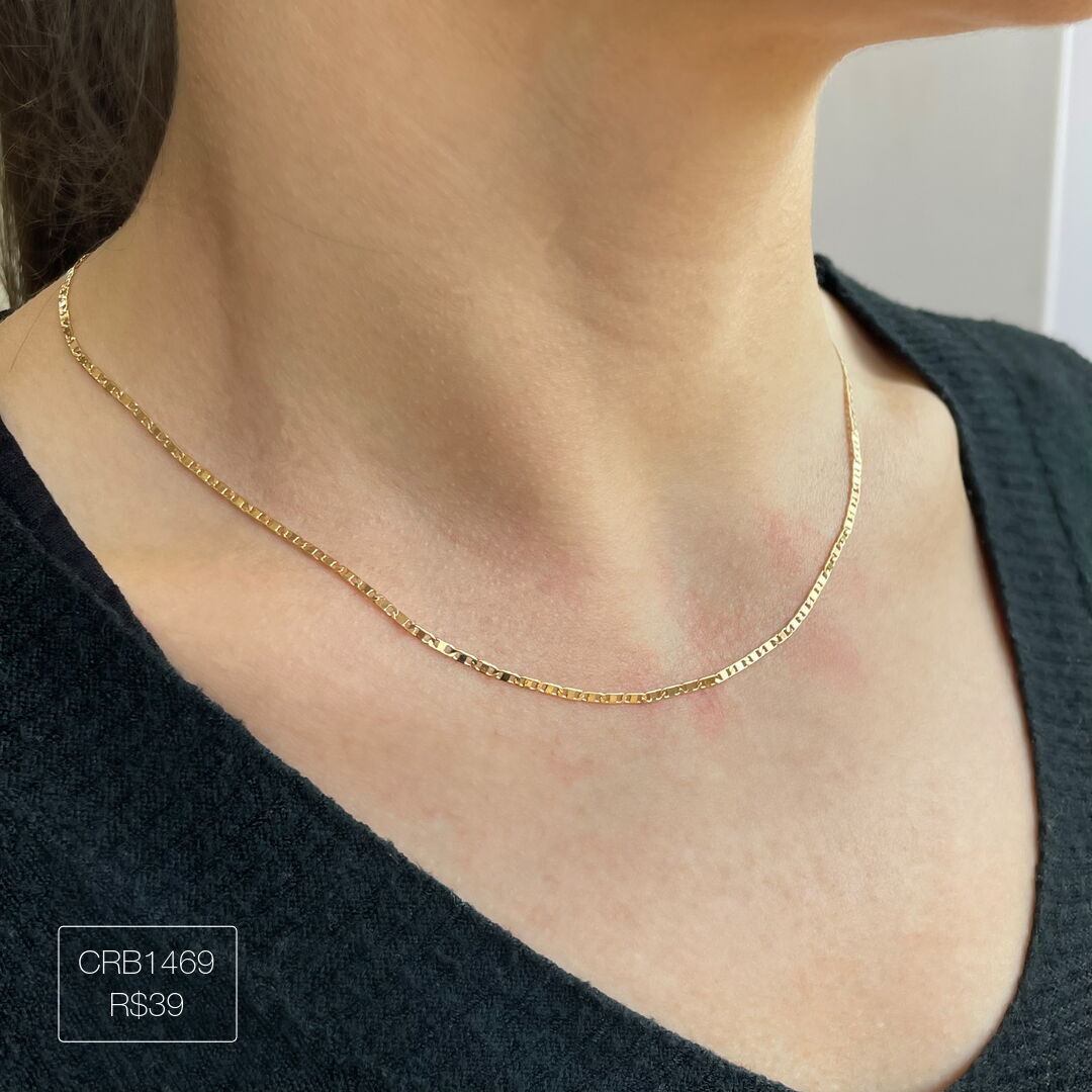 Colar Piastrini 45+5cm Lisa Dourada